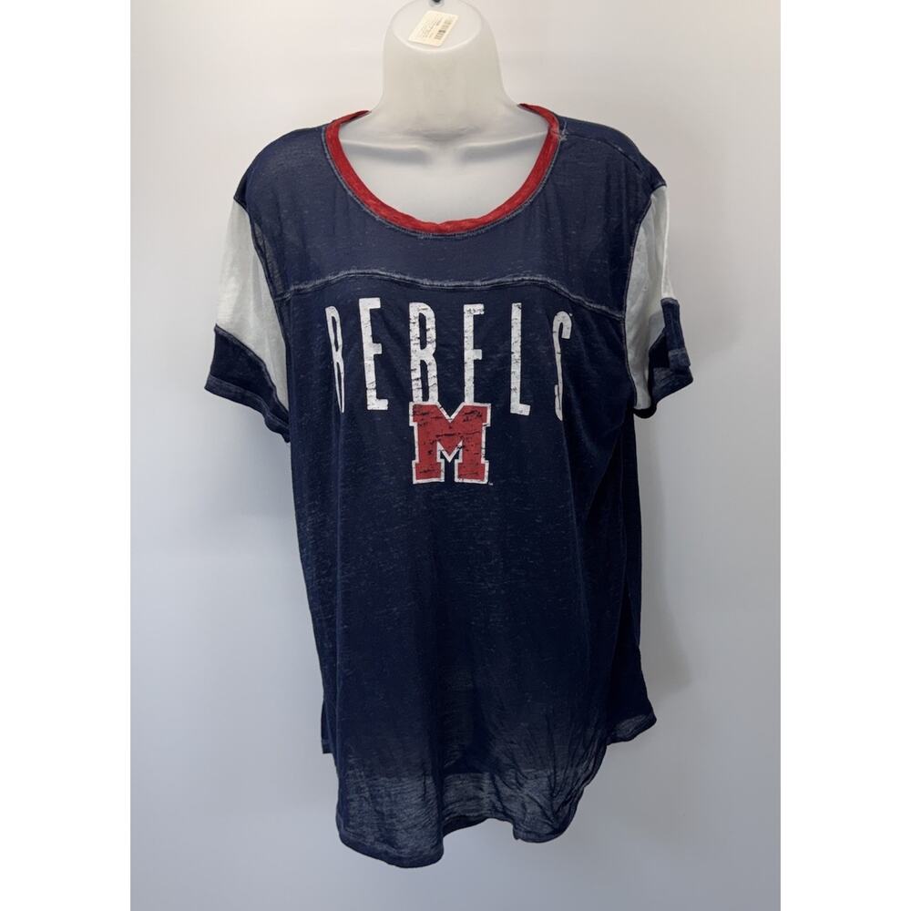 Ole Miss Rebels 47 Brand Women's T Shirt Blue Fade US Medium